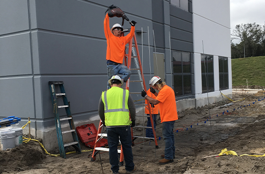 A crew of workers